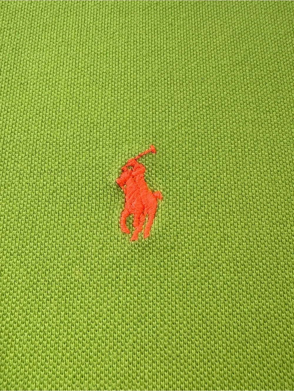 POLO by Ralph Lauren Men’s 100% Cotton, Solid Lime Green w/Orange Logo, 2XLT